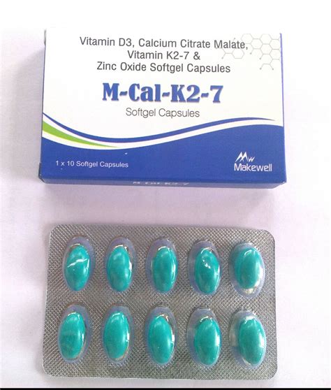 M Cal K2 7 Softgel Capsule Vitamin D3 Calcium Citrate Malate Vitamin K2 7 And Zinc Oxide At