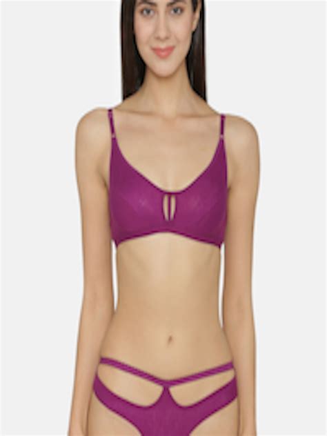 Buy Abelino Women Purple Solid Lingerie Set SET1400PURPLE01 Lingerie