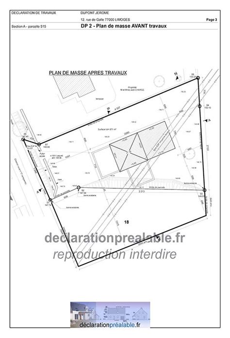 Declaration Prealable De Travaux Abri Jardin Plan De Masse DP2 Plane