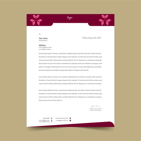 Pink Geometric Abstract Flower Letterhead Template 834894 Vector Art At