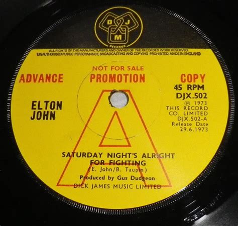 Elton John Saturday Night S Alright For Fighting 1973 Vinyl Discogs