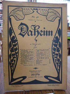 Daheim Ein Deutsches Familienblatt Original O Primera Edici N Iberlibro