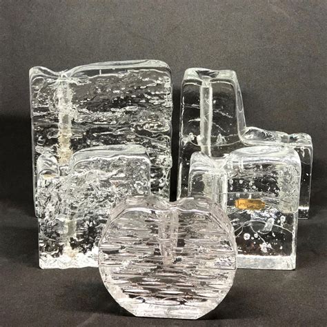 Collection Of 5 Ice Block Glass Solifleur Vases German 1960s At 1stdibs