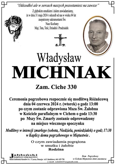 Władysław Michniak Nekrologi podhale24 pl