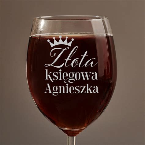 Złota księgowa Grawerowany Kieliszek do wina MyGiftDna pl