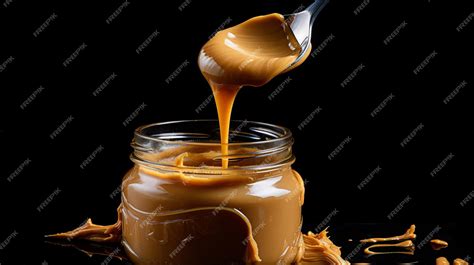 Premium AI Image | A jar of peanut butter with a spoon sticking out