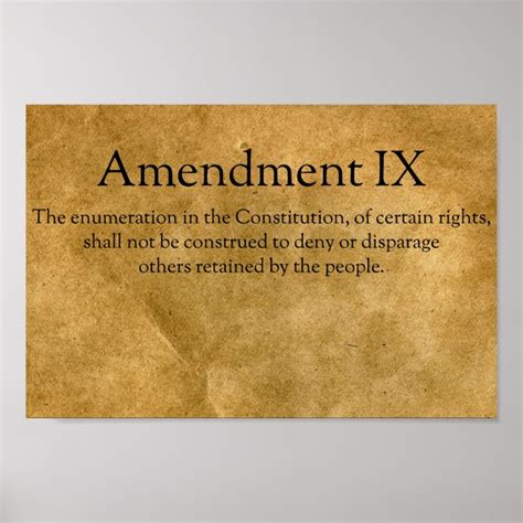 The Ninth Amendment to the U.S. Constitution Poster | Zazzle.com