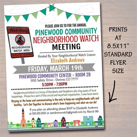 Neighborhood Watch Meeting Event Flyer Editable Template