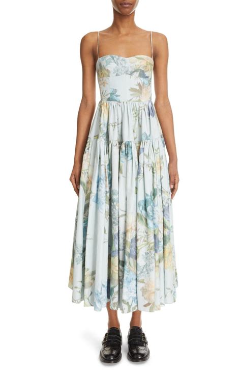 Erdem Abelia Floral Print Tiered Midi Dress Nordstrom