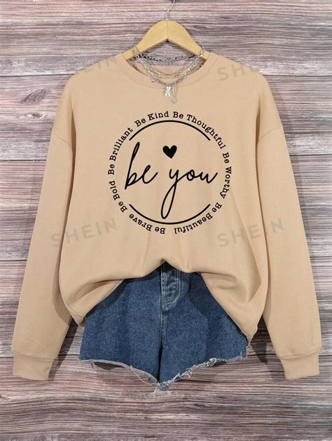 Shein Unity Plus Heart Slogan Graphic Drop Shoulder Sweatshirt