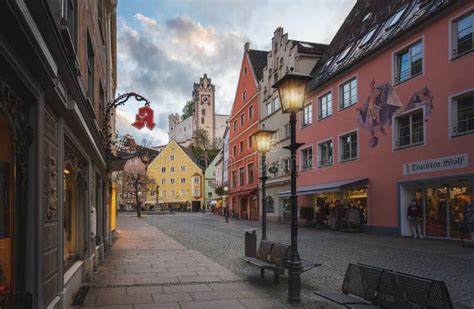 Fussen Old Town Altstadt with High Castle Hohes Schloss - Fussen ...