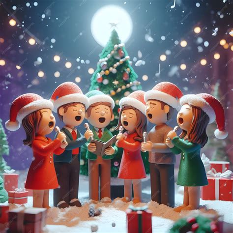 Premium Photo | Christmas Carol Singing Group 3d Render