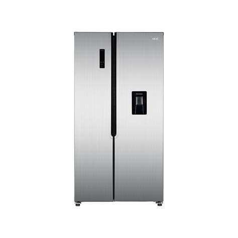 560l Side By Side Fridge With Water Dispense Silver Akai