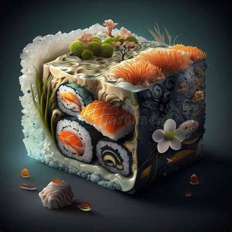 Amazing modern sushi art stock illustration. Illustration of lighting - 273708758