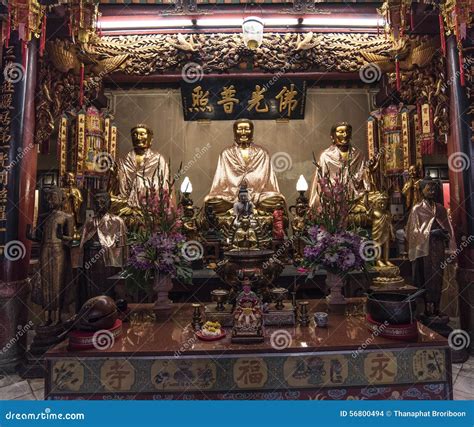 The Three Buddhas In The Chinese Temple Of Thailand Stock Photo Image