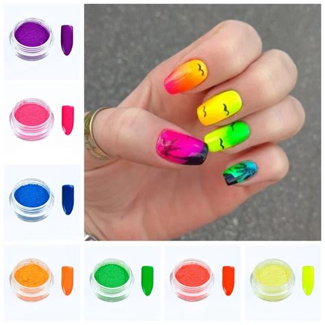 New Boxes Set Bright Color Neon Effect Pigment Powder Fluorescent Nail