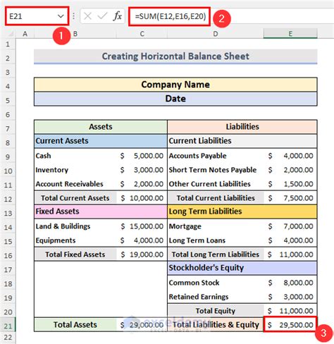 Create Horizontal Balance Sheet Format In Excel Exceldemy