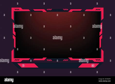 Gaming Screen Panel Design With Red Borders On A Dark Background Live Streaming Overlay Vector