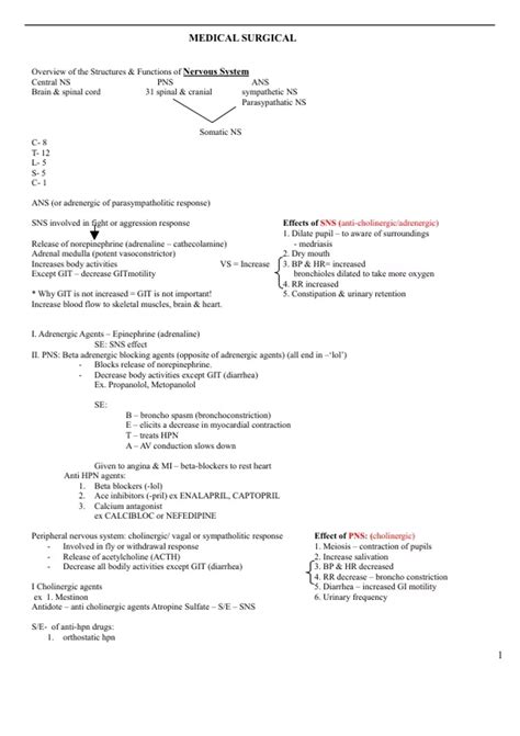 ATI MEDICAL SURGICAL NOTES Overview Of The Structures Functions Of