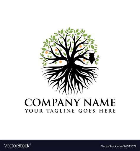 Abstract Vibrant Tree Logo Design Root Royalty Free Vector