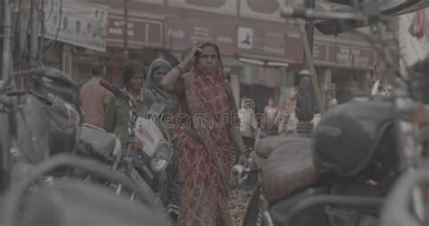 Varanasi Uttar Pradesh India People Indian People Woman Walking In