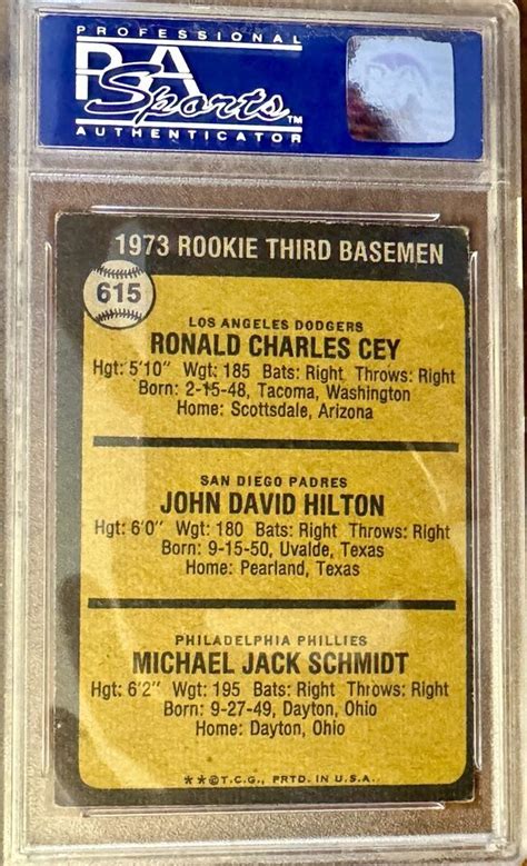 1973 Topps 625 MIKE SCHMIDT ROOKIE RC 615 Cey Hilton PSA 6