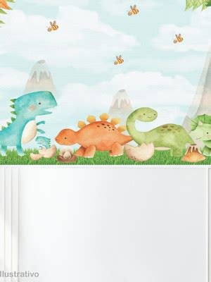 Papel de Parede Quarto de Bebê Dinossauro Infantil Vr343 Elo7