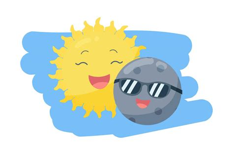 Illustrator Of The Solar Eclipse Cute Cartoon Illustration Vector