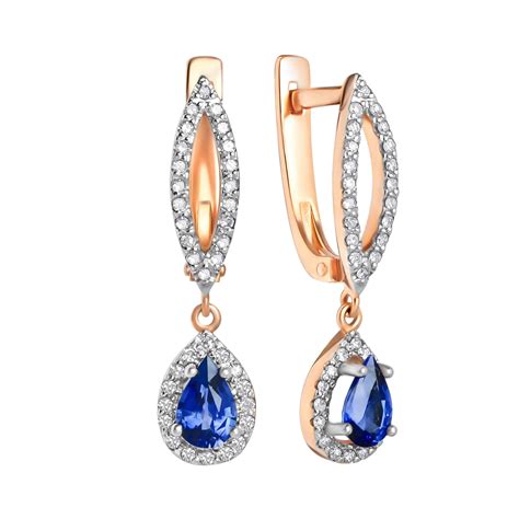 Teardrop Sapphire 14k Rose Gold Leverback Earrings Golden Flamingo