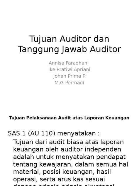 Pdf Tujuan Auditor Dan Tanggung Jawab Auditor Ppt Dokumen Tips