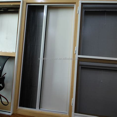 Aluminum Profile Plisse Pleated Sliding Polyester Mesh Door Mesh Retractable Insect Screen Door