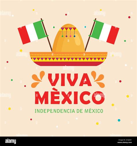 viva méxico, feliz día de la independencia, 16 de septiembre con sombrero y banderas decoración ...