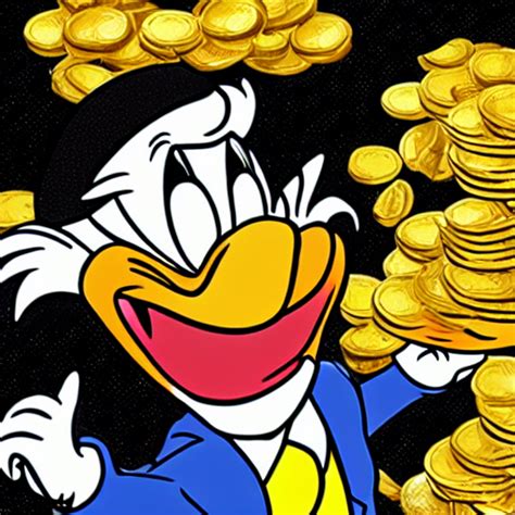 KREA AI - scrooge mcduck driving into a pile of gold coins