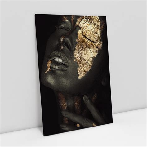 Quadro Mulher Negra E Dourada Decorativo Moderno Sala T Elo