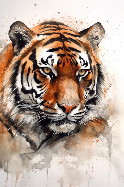 Premium AI Image | A watercolor painting of a tiger