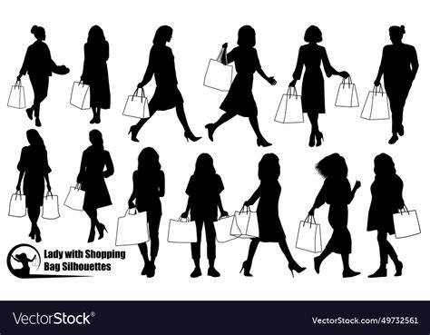 Woman with shopping bag silhouette Royalty Free Vector Image