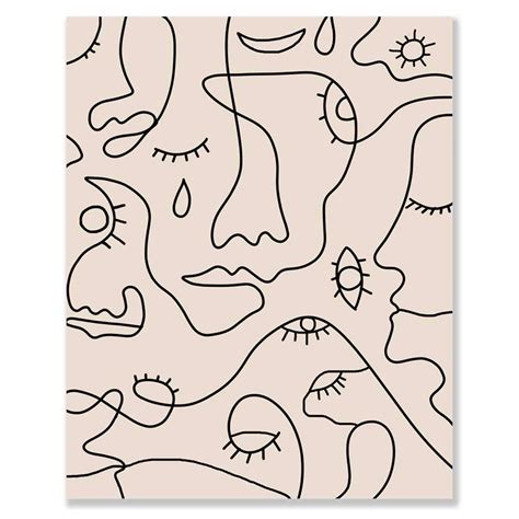 Abstract Single Line Face Art Print Minimalist Women Line