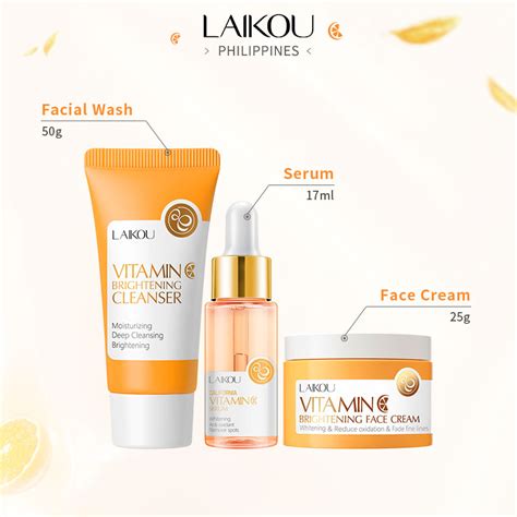 LAIKOU Vitamin C Whitening Serum 17ml Remove Freckle Cream 25g VC