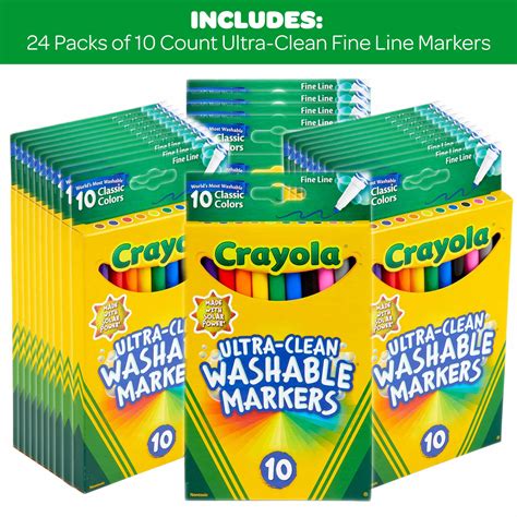 Crayola Ultra-Clean Washable Fine Line Markers, 10ct, Classic Colors ...