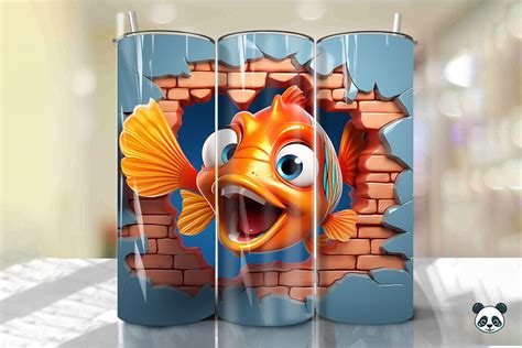 3D Fish Cracked Hole Tumbler Wrap 11 Afbeelding Door Pandastic