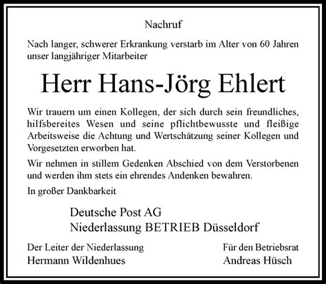 Alle Traueranzeigen F R Hans J Rg Ehlert Trauer Rp Online De