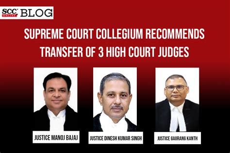 Supreme Court Collegium Recommends Transfer Of 3 High Court Judges