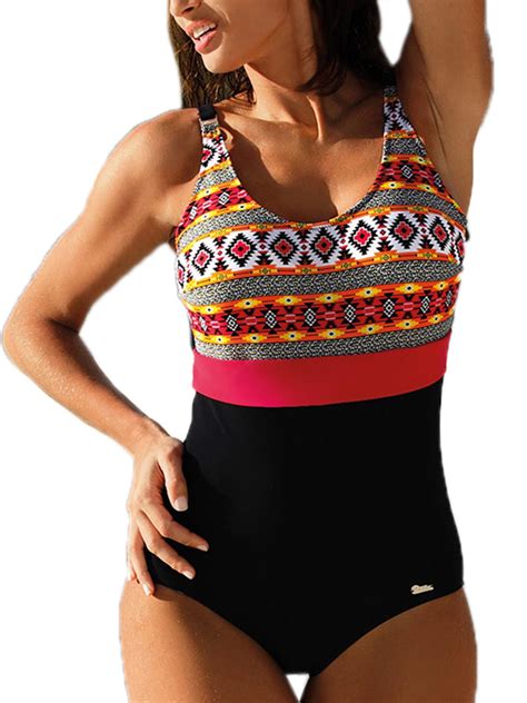 Wodstyle - Women's One Piece Monokinis Tummy Control Swimsuits Beach Summer Bathing Suits ...