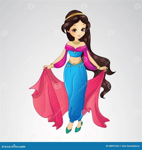 Arabian Princess In Blue Dress Stock Vector Illustration Of Girl