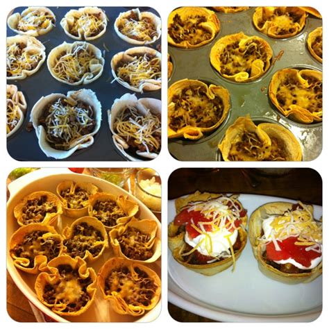 Mini Taco Cups Cut The Flour Tortilla In 6 Circles Spray The Muffin Pan Twist Tortilla In