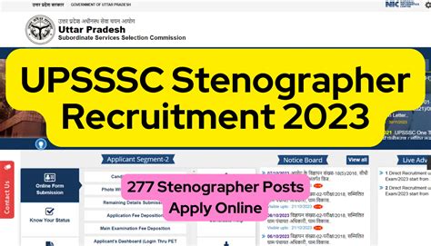 Upsssc Stenographer Recruitment Posts Apply Online