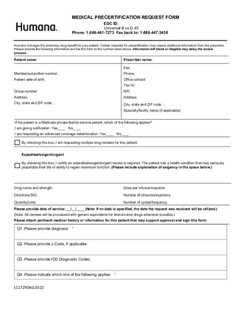 2022 2025 Humana Medical Precertification Request Form Fill Online Printable Fillable Blank