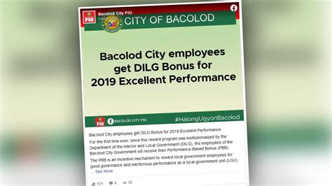 Bacolod City Employees Get Dilg Bonus For 2019 Excellent Performance