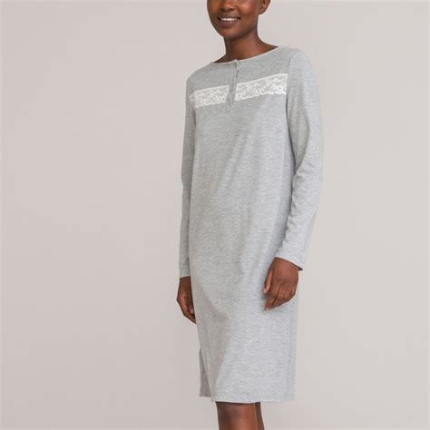 Camicia Da Notte Maniche Lunghe Grigio La Redoute Collections La Redoute