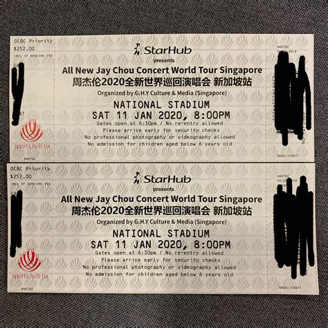 All New Jay Chou Concert World Tour Singapore 2020 Tickets Vouchers